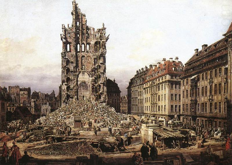 BELLOTTO, Bernardo The Ruins of the Old Kreuzkirche in Dresden gfh china oil painting image